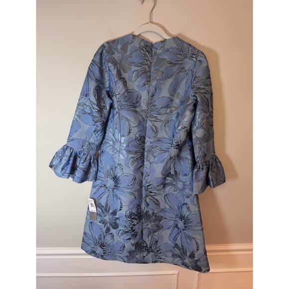 Rickie Freeman for Teri Jon Bell-Sleeve Metallic Floral Jacquard Dress Sz 6 NWT - Picture 15 of 16